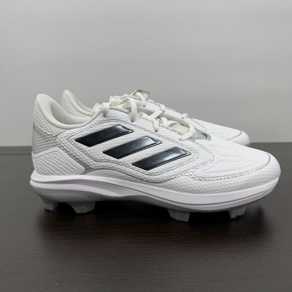 Adizero PureHustle 3 TPU Softball Cleats Adidas White Black Silver IG7137 Sz 9.5 - Picture 2 of 14